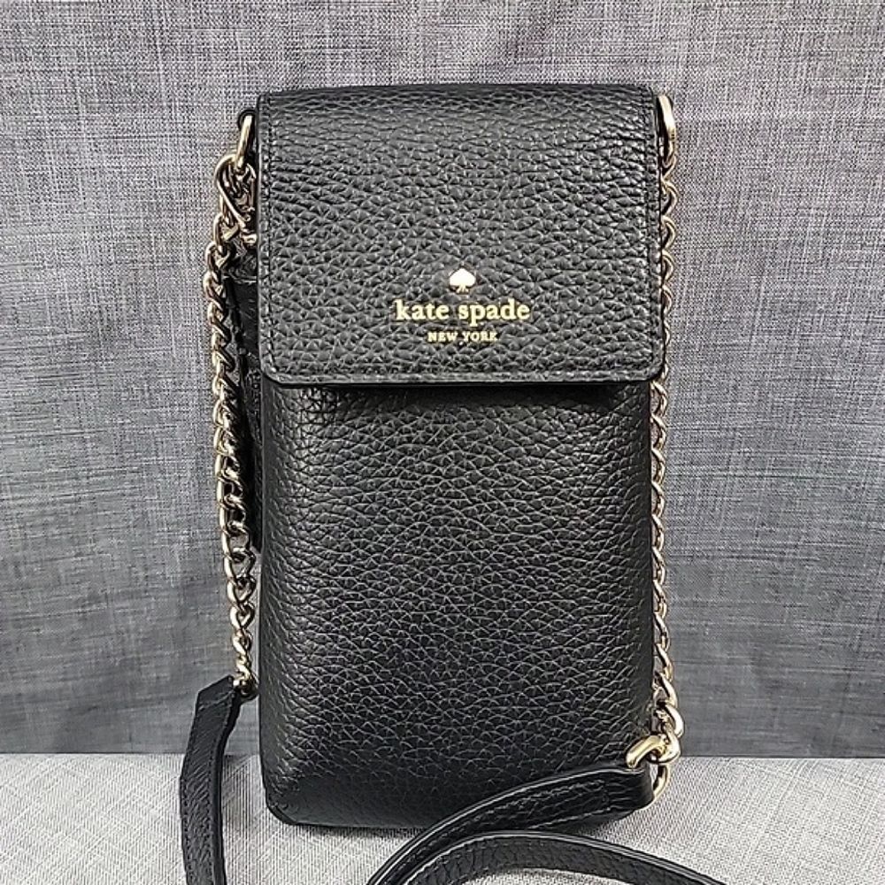 KATE SPADE Veronica Black Leather Phone Crossbody Mini Bag, North South Wallet
